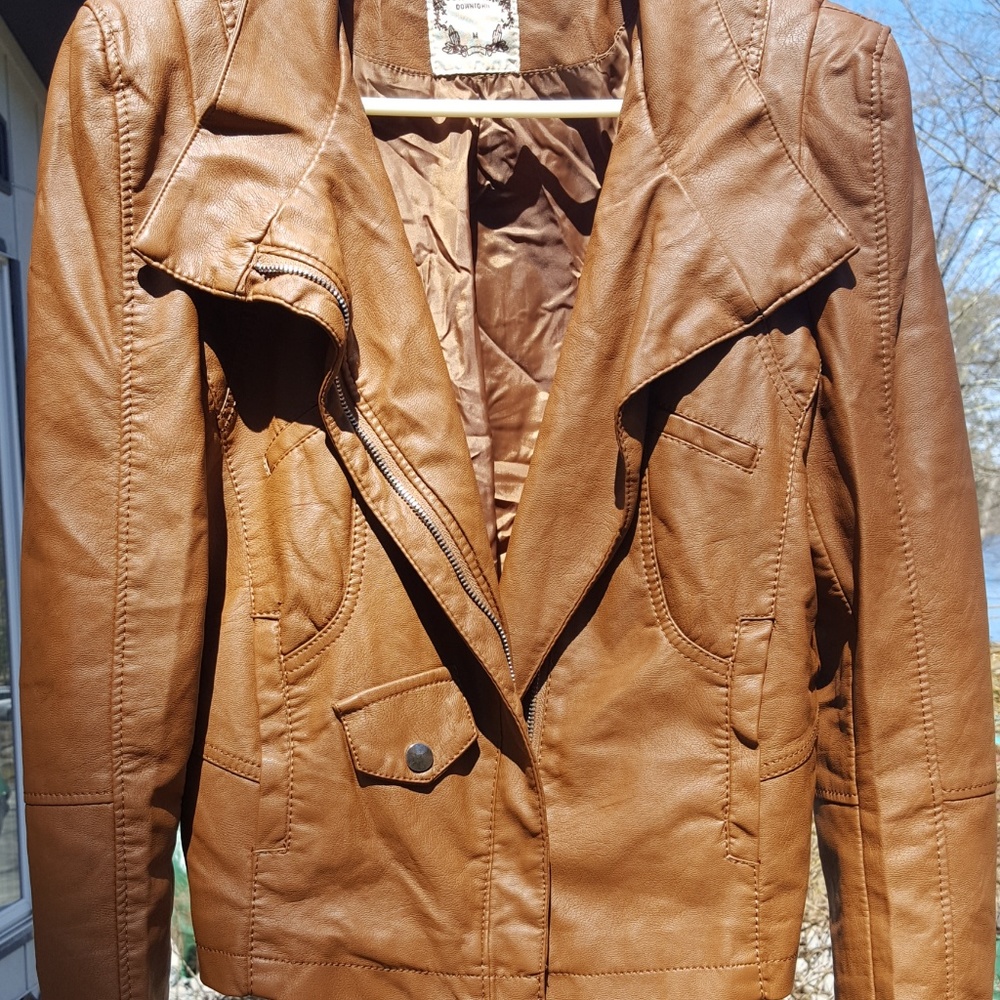 Brown Faux Leather Jacket
